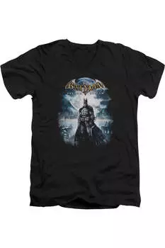 Футболка с коротким рукавом и V-образным вырезом для взрослых из игры Batman Arkham Asylum Gildan, черный