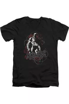 Футболка с коротким рукавом и V-образным вырезом для взрослых Batman Urban Gotham Gildan, черный