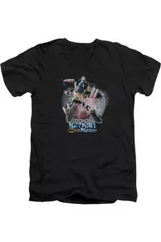 Футболка с коротким рукавом и V-образным вырезом для взрослых Batman Mech Gildan, черный