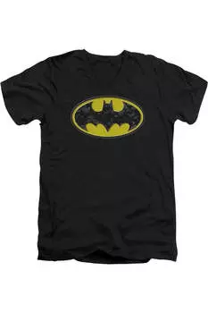 Футболка с коротким рукавом и V-образным вырезом для взрослых с логотипом Batman Bats In Gildan, черный