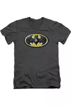 Футболка с коротким рукавом и V-образным вырезом для взрослых с логотипом Batman Bat Mech Gildan, цвет charcoal