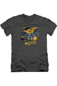 Футболка с коротким рукавом и V-образным вырезом для взрослых Batman Bats Welcome Gildan, цвет charcoal