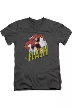 Футболка с коротким рукавом и V-образным вырезом для взрослых DC Comics Flash Run Flash Run Gildan, цвет charcoal