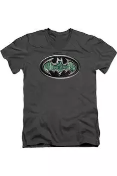 Футболка с коротким рукавом и V-образным вырезом для взрослых Batman Circuitry Shield Gildan, цвет charcoal