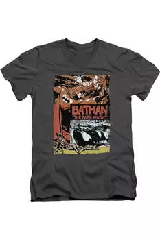 Футболка с коротким рукавом и V-образным вырезом для взрослых с постером из старого фильма «Бэтмен» Gildan, цвет charcoal