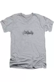 Футболка с коротким рукавом и V-образным вырезом для взрослых с надписью «Batman Burned & Splattered» Gildan