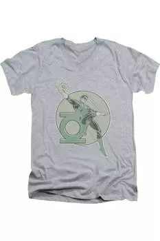 Футболка с коротким рукавом и V-образным вырезом для взрослых DC Comics Retro Lantern Iron On Gildan, цвет athletic heather