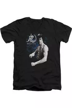 Футболка с коротким рукавом и V-образным вырезом для взрослых Bruce Lee Dragon Stance Gildan, черный
