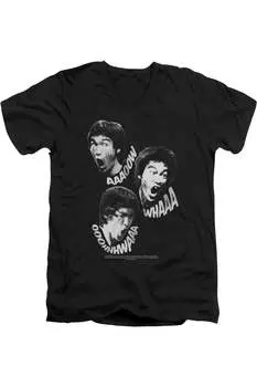 Футболка с коротким рукавом и V-образным вырезом для взрослых Bruce Lee Sounds Of The Dragon Gildan, черный