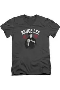 Футболка с коротким рукавом и V-образным вырезом для взрослых Bruce Lee Ready Gildan, цвет charcoal
