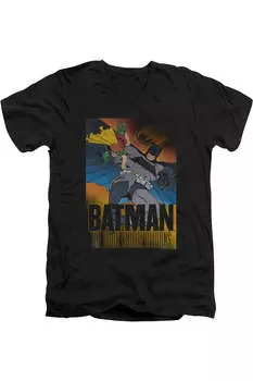 Футболка с коротким рукавом и V-образным вырезом для взрослых Batman Dk Returns Gildan, черный