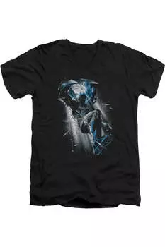 Футболка с коротким рукавом и V-образным вырезом для взрослых Batman Bat Crash Gildan, черный