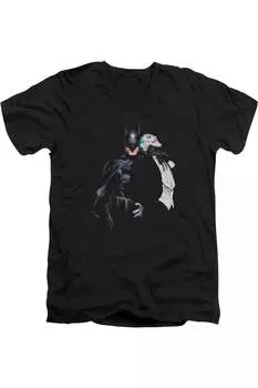 Футболка с коротким рукавом и V-образным вырезом для взрослых из премиального хлопка с принтом «Бэтмен Джокер Удушение» Gildan, черный