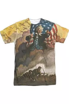 Футболка с коротким рукавом и винтажным постером US ARMY для взрослых из полиэстера Gildan, белый