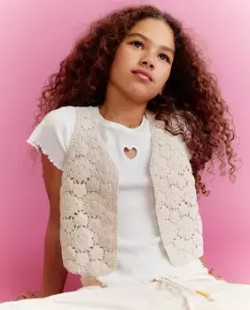 Футболка с коротким рукавом и вырезом для девочки Kids El Corte Ingls, кремово-белый