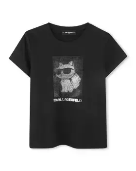 Футболка с коротким рукавом и заклепками для девочки Karl Lagerfeld Kids, чёрный