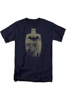 Футболка с коротким рукавом и золотым силуэтом Batman для взрослых Gildan, темно-синий