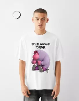 Футболка с коротким рукавом inside out 2 Bershka, белый