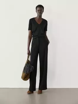 Футболка с коротким рукавом из 100% хлопка Massimo Dutti, черный