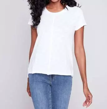 Футболка с коротким рукавом из хлопка и хлопка белого цвета CHARLIE B