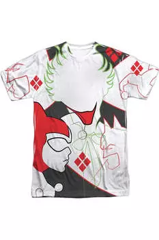 Футболка с коротким рукавом из полиэстера DC Comics Joker/Harley Inline для взрослых Gildan, белый