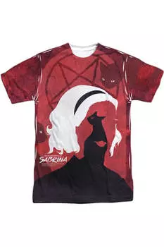 Футболка с коротким рукавом из полиэстера для взрослых «Леденящие душу приключения кошек Сабрины» Gildan, белый