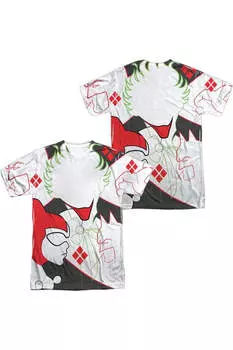 Футболка с коротким рукавом из полиэстера для взрослых с принтом Джокера/Харли (спереди/сзади) DC Comics Gildan, белый