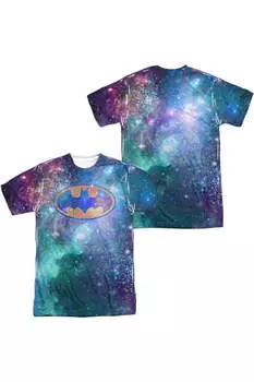 Футболка с коротким рукавом из полиэстера для взрослых с символом галактики Бэтмена (принт спереди/сзади) Gildan, белый