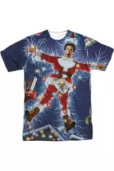 Футболка с коротким рукавом из полиэстера для взрослых с принтом «Рождественские каникулы» Gildan, белый