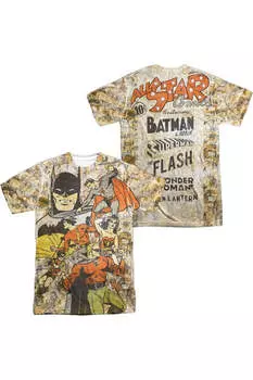 Футболка с коротким рукавом из полиэстера для взрослых DC Comics All Stars (принт спереди/сзади) Gildan, белый