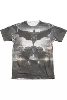 Футболка с коротким рукавом из полиэстера/хлопка для взрослых с постером Batman Arkham Knight Gildan, белый