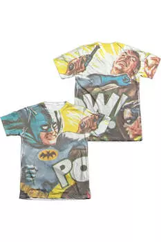 Футболка с коротким рукавом из полиэстера/хлопка для взрослых с принтом Batman Classic Tv On The Chin (спереди/сзади) Gildan, белый