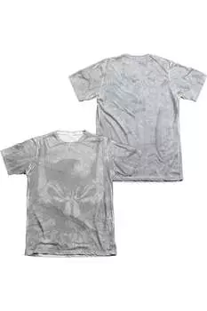 Футболка с коротким рукавом из полиэстера/хлопка 65/35 для взрослых с изображением черепа летучей мыши с корнями у Бэтмена (принт спереди/сзади) Gildan, белый