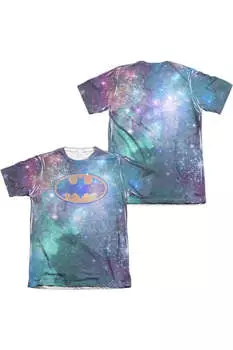 Футболка с коротким рукавом из полиэстера/хлопка для взрослых с символом галактики Бэтмена (принт спереди/сзади) Gildan, белый