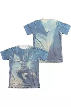 Футболка с коротким рукавом из полиэстера/хлопка для взрослых с принтом «Небоскребы Бэтмена» (спереди/сзади) Gildan, белый