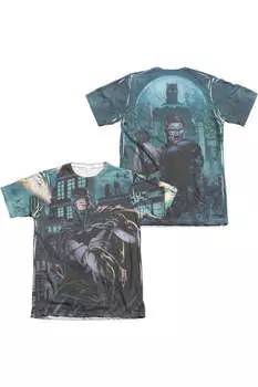 Футболка с коротким рукавом из полиэстера/хлопка для взрослых с принтом «Бэтмен идет за тобой» (спереди/сзади) Gildan, белый