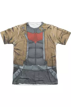 Футболка с коротким рукавом из полиэстера/хлопка для взрослых в форме Бэтмена Красного Колпака Gildan