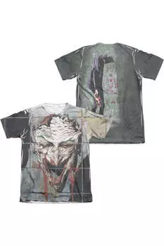 Футболка с коротким рукавом из полиэстера/хлопка для взрослых с принтом «Улыбка Бэтмена» (спереди/сзади) Gildan, белый