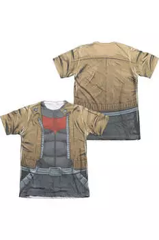 Футболка с коротким рукавом из полиэстера/хлопка для взрослых, форма Бэтмена «Красный колпак» (принт спереди/сзади) Gildan