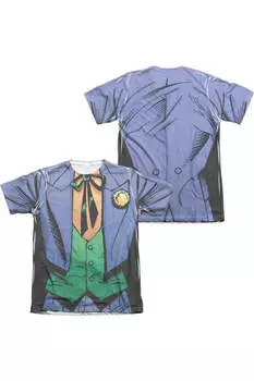 Футболка с коротким рукавом из полиэстера/хлопка для взрослых, форма Бэтмена Джокера (принт спереди/сзади) Gildan, белый