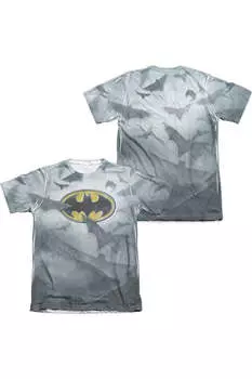 Футболка с коротким рукавом из полиэстера/хлопка плотностью 65/35 для взрослых с логотипом Batman Bats (принт спереди/сзади) Gildan, белый