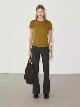 Футболка с коротким рукавом из смеси лиоцелла Massimo Dutti, зеленый