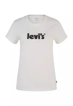 Футболка с коротким рукавом, круглый вырез, однотонная, женская Levi's, кремовый