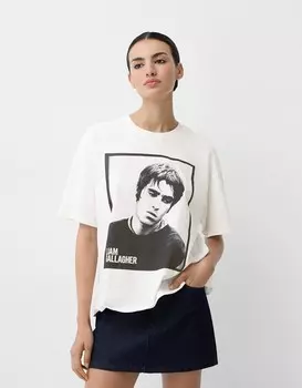 Футболка с коротким рукавом лиама галлахера Bershka, белый