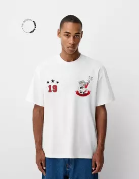 Футболка с коротким рукавом looney tunes Bershka, белый