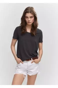 Футболка с коротким рукавом Mango, фиолетовый