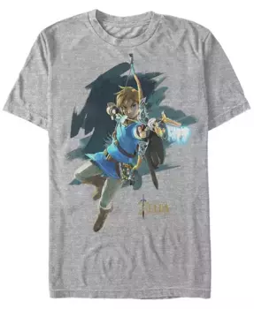 Футболка с коротким рукавом Nintendo Men's Legend of Zelda Breath of The Wind Links Jump Shot Fifth Sun, серый