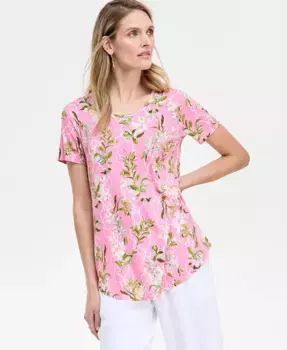 Футболка с коротким рукавом Petite Lush Garden Print JM Collection, мультиколор