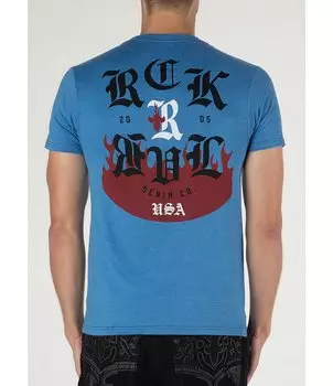 Футболка с коротким рукавом Rock Revival и логотипом пламени, синий