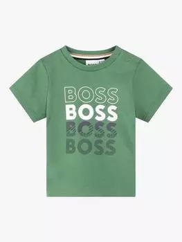 Футболка с коротким рукавом с логотипом boss baby HUGO BOSS, цвет Green Mid